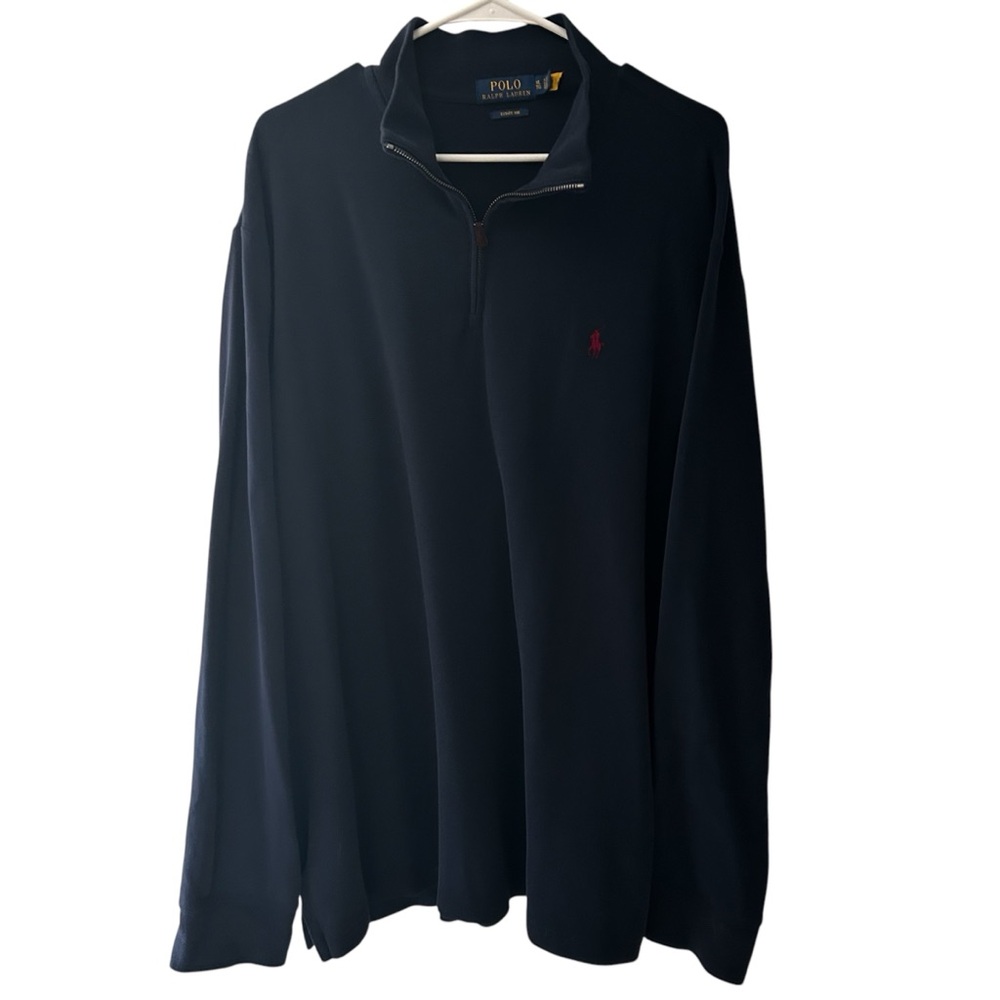POLO Ralph Lauren Estate Rib 1/4 Zip Long Sleeve Navy Pullover S5
